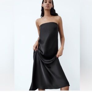 Zara black satin dress